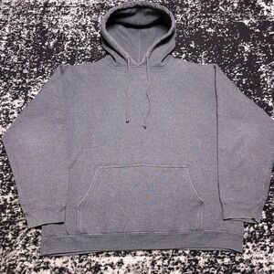 Top Heavy Mens Vintage Y2k Blank Hoodie Charcoal Grey Heavyweight Large